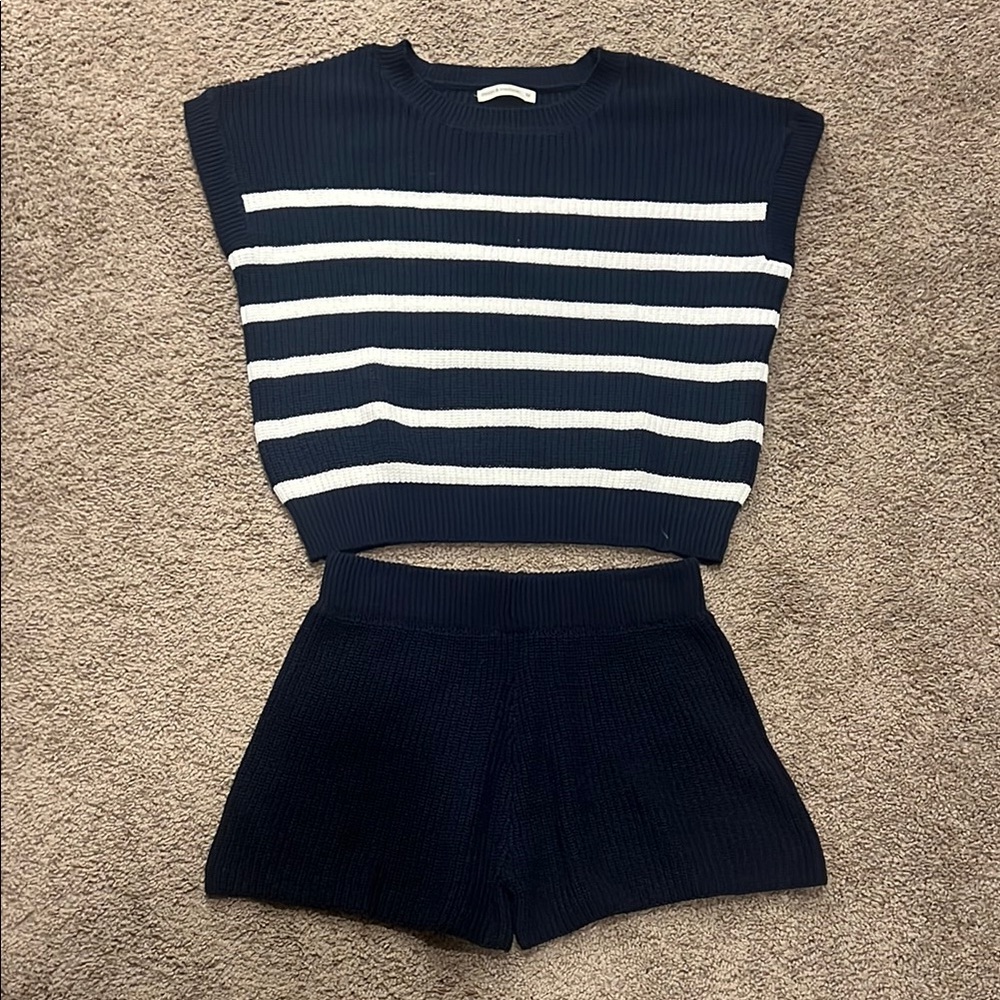 Moon & Madison Navy Knit Shorts/Top Set